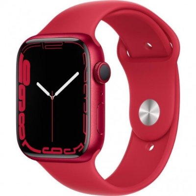 Apple Watch Series 7 GPS 45mm Kırmızı Alüminyum Kasa ve Spor Kordon Akıllı Saat - TEŞHİR