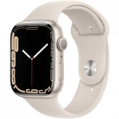 Apple Watch Series 7 GPS 45mm Yıldız Işığı Alüminyum Kasa ve Spor Kordon Akıllı Saat - TEŞHİR