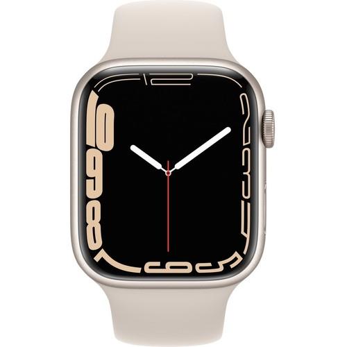 Apple Watch Series 7 GPS 45mm Yıldız Işığı Alüminyum Kasa ve Spor Kordon Akıllı Saat - TEŞHİR