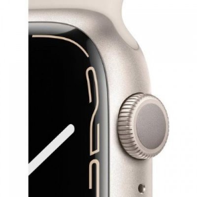 Apple Watch Series 7 GPS 45mm Yıldız Işığı Alüminyum Kasa ve Spor Kordon Akıllı Saat - TEŞHİR