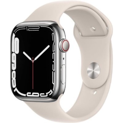 Apple Watch Series 7 GPS + Cellular 45mm Gümüş Paslanmaz Çelik Kasa ve Spor Kordon Akıllı Saat - Outlet