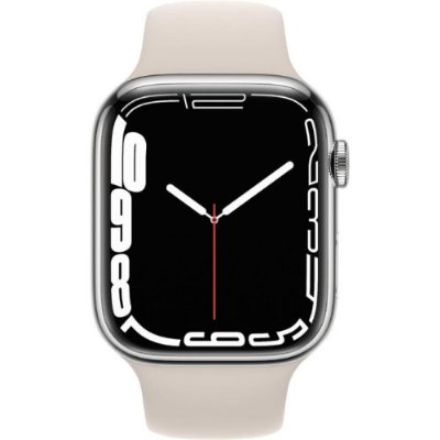 Apple Watch Series 7 GPS + Cellular 45mm Gümüş Paslanmaz Çelik Kasa ve Spor Kordon Akıllı Saat - Outlet