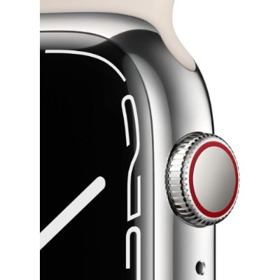 Apple Watch Series 7 GPS + Cellular 45mm Gümüş Paslanmaz Çelik Kasa ve Spor Kordon Akıllı Saat - Outlet