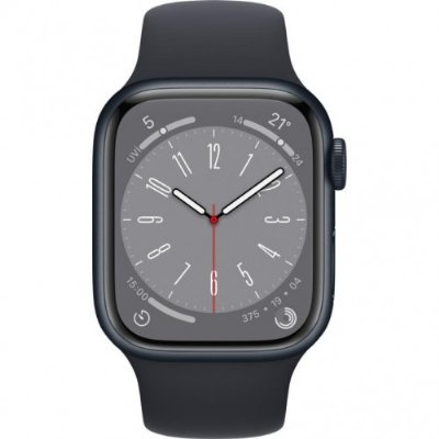 Apple Watch Series 8 GPS 41mm Gece Yarısı Alüminyum Kasa ve Spor Kordon Akıllı Saat Outlet