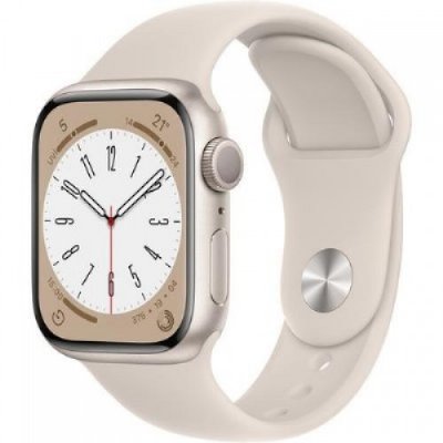 Apple Watch Series 8 GPS 41mm Yıldız Işığı Alüminyum Kasa ve Spor Kordon Akıllı Saat