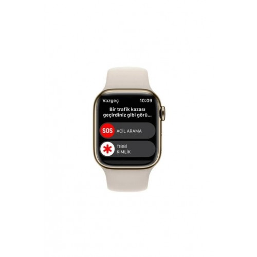 Apple Watch Series 8 GPS + Cellular 41mm Altın Paslanmaz Çelik Kasa ve Spor Kordon Akıllı Saat - Outlet