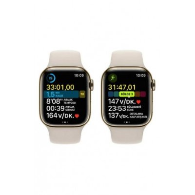 Apple Watch Series 8 GPS + Cellular 41mm Altın Paslanmaz Çelik Kasa ve Spor Kordon Akıllı Saat - Outlet