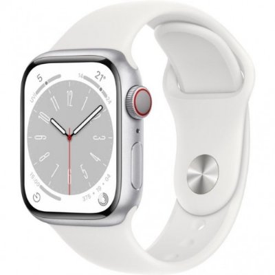 Apple Watch Series 8 GPS + Cellular 45mm Gümüş Rengi Alüminyum Kasa ve Spor Kordon Akıllı Saat