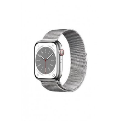 Apple Watch Series 8 GPS + Cellular 45mm Gümüş Paslanmaz Çelik Kasa ve Milano Döngüsü Kordon Akıllı Saat