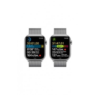 Apple Watch Series 8 GPS + Cellular 45mm Gümüş Paslanmaz Çelik Kasa ve Milano Döngüsü Kordon Akıllı Saat