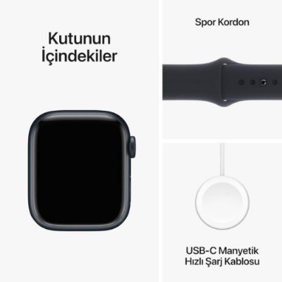 Apple Watch Series 9 GPS 41mm M-L Gece Yarısı Alüminyum Kasa ve Gece Yarısı Spor Kordon Akıllı Saat - Outlet