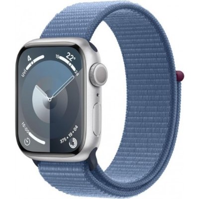 Apple Watch Series 9 GPS 41mm Gümüş Rengi Alüminyum Kasa ve Buz Mavisi Spor Loop Kordon Akıllı Saat