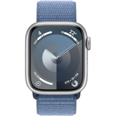 Apple Watch Series 9 GPS 41mm Gümüş Rengi Alüminyum Kasa ve Buz Mavisi Spor Loop Kordon Akıllı Saat