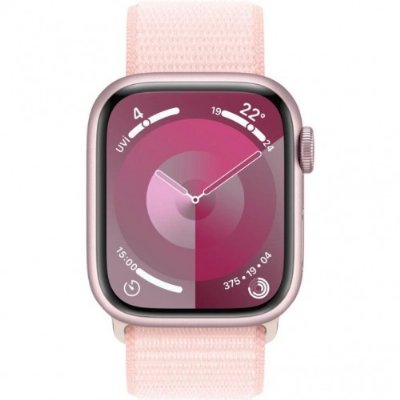 Apple Watch Series 9 GPS 41mm Pembe Alüminyum Kasa ve Uçuk Pembe Spor Loop Kordon Akıllı Saat
