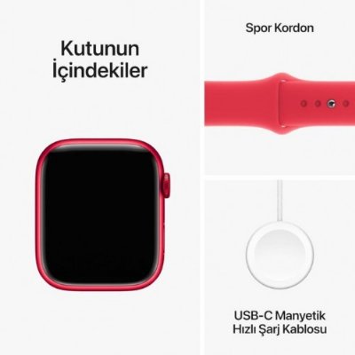 Apple Watch Series 9 GPS 45mm Alüminyum Kasa ve Kırmızı Spor Kordon Akıllı Saat - Outlet