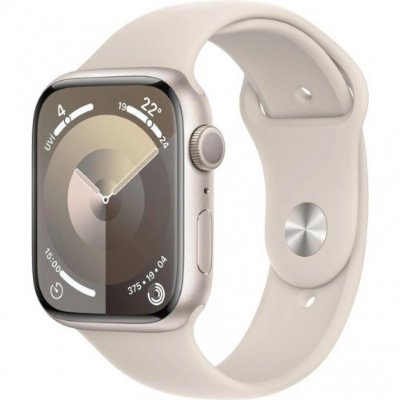 Apple Watch Series 9 GPS 45mm Yıldız Işığı Alüminyum Kasa ve Yıldız Işığı Spor Kordon Akıllı Saat