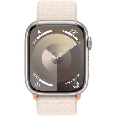 Apple Watch Series 9 GPS 45mm Yıldız Işığı Alüminyum Kasa ve Yıldız Işığı Spor Loop Kordon Akıllı Saat