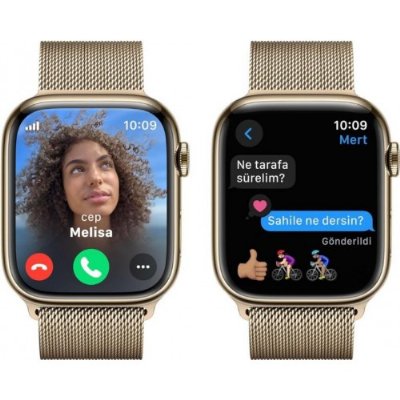 Apple Watch Series 9 GPS + Cellular 45mm Altın Rengi Paslanmaz Çelik Kasa ve Altın Rengi Milano Loop Kordon Akıllı Saat