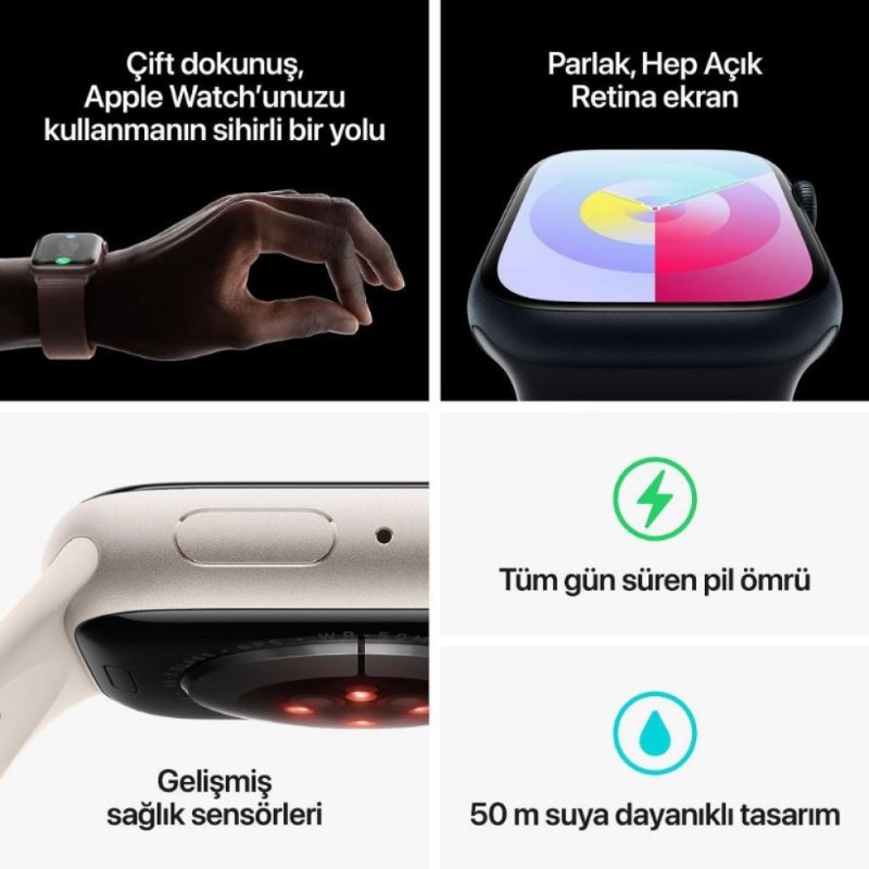 Apple Watch Series 9 GPS + Cellular 41mm Gümüş Rengi Alüminyum Kasa ve Buz Mavisi Spor Loop Kordon Akıllı Saat (Apple Türkiye Garantili) Apple Watch Series 9 GPS + Cellular 41mm Gümüş Rengi Alüminyum Kasa ve Buz Mavisi Spor Loop Kordon Akıllı Saat (Apple Türkiye Garantili)