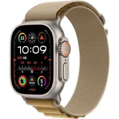 Apple Watch Ultra 2 GPS + Cellular 49mm Natürel Titanyum Kasa ve Klasik Zeytin Yeşili-Alpine Loop Kordon Akıllı Saat Outlet