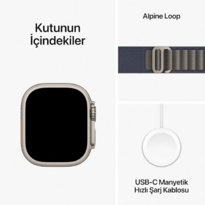 Apple Watch Ultra 2 GPS + Cellular 49mm Natürel Titanyum Kasa ve Mavi-Alpine Loop Kordon Akıllı Saat