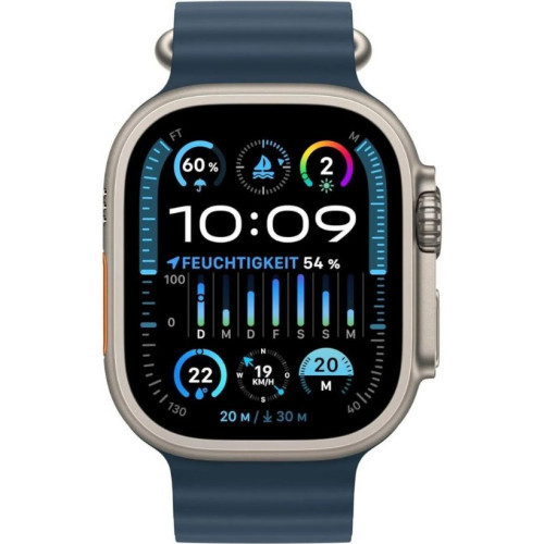 Apple Watch Ultra 2 GPS + Cellular 49mm Natürel Titanyum Kasa ve Mavi-Ocean Kordon Akıllı Saat Teşhir