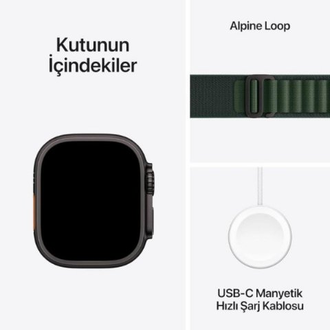 Apple Watch Ultra 2 GPS + Cellular 49mm Siyah Titanyum Kasa ve Koyu Yeşil-Alpine Loop Kordon Akıllı Saat (Apple Türkiye Garantili) Apple Watch Ultra 2 GPS + Cellular 49mm Siyah Titanyum Kasa ve Koyu Yeşil-Alpine Loop Kordon Akıllı Saat (Apple Türkiye Garantili)