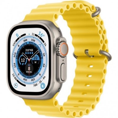 Apple Watch Ultra GPS + Cellular 49mm Titanyum Kasa ve Sarı-Ocean Kordon Akıllı Saat Outlet