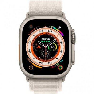 Apple Watch Ultra GPS + Cellular 49mm Titanyum Kasa ve Yıldız Işığı-Alpine Akıllı Saat