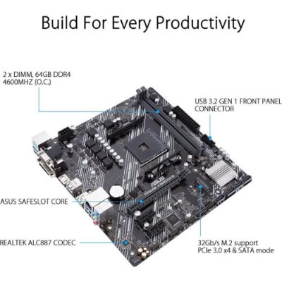 ASUS Prime Anakart A520M-E AMD A520 Am4 DDR4 4400 Hdmı Dvı Vga