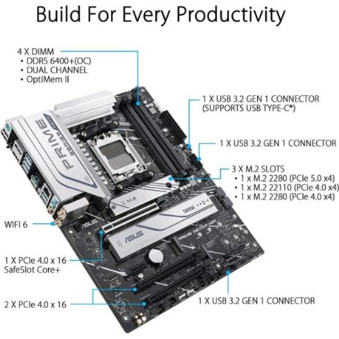 Asus Prime X670-P Wi-Fi AMD AM5 DDR5 ATX Anakart - TEŞHİR