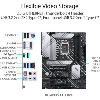 ASUS PRIME Z690-P Intel 6000MHz DDR5 LGA1700 ATX Anakart OUTLET
