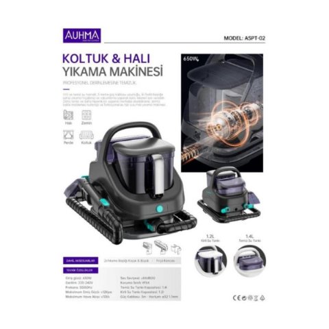 Auhma ASPT-02 Siyah Koltuk ve Halı Yıkama Makinesi Teşhir