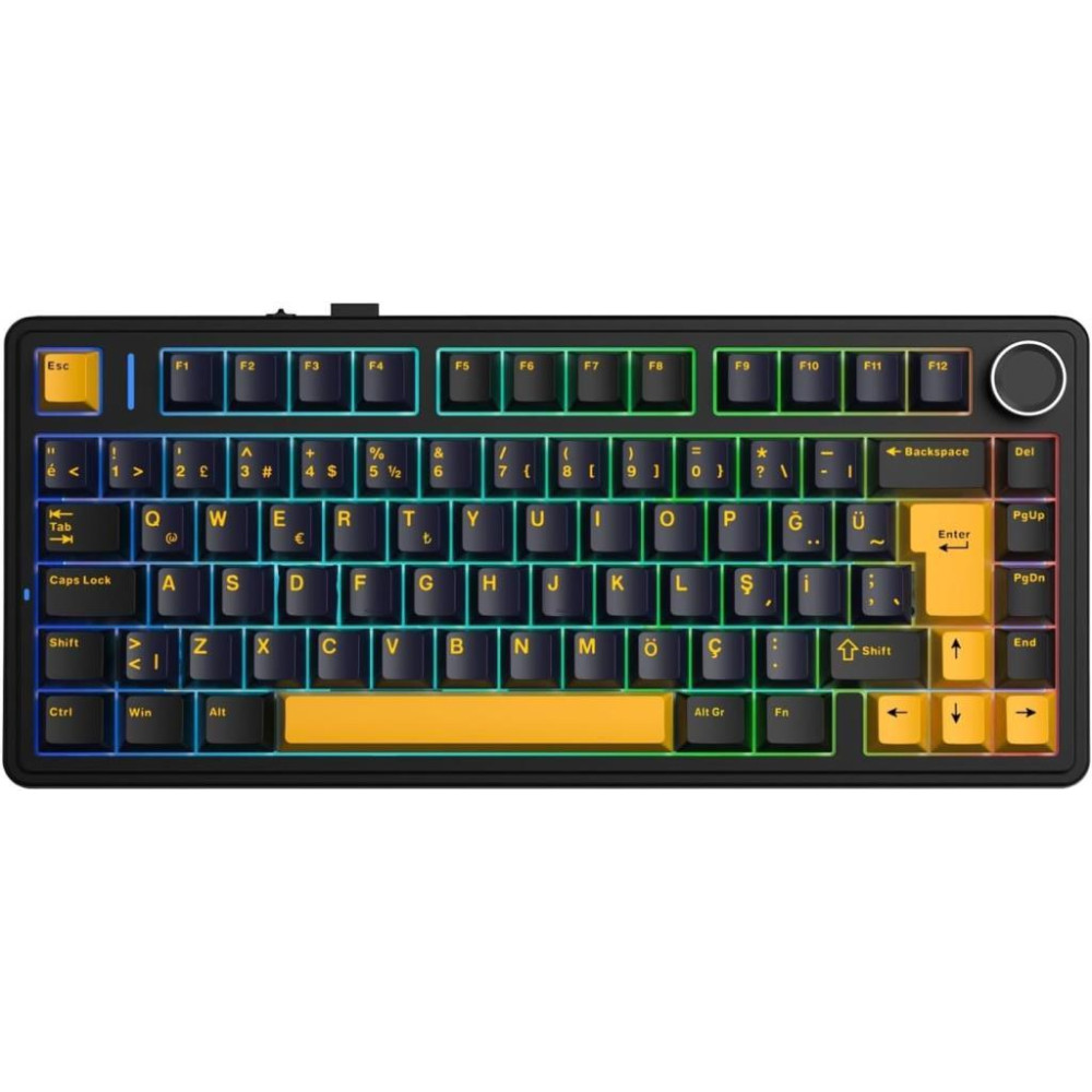 Aula F75 Siyah RGB %75 TKL GrayWood V4 Switch Kablolu/Kablosuz Mekanik Oyuncu Klavyesi Outlet