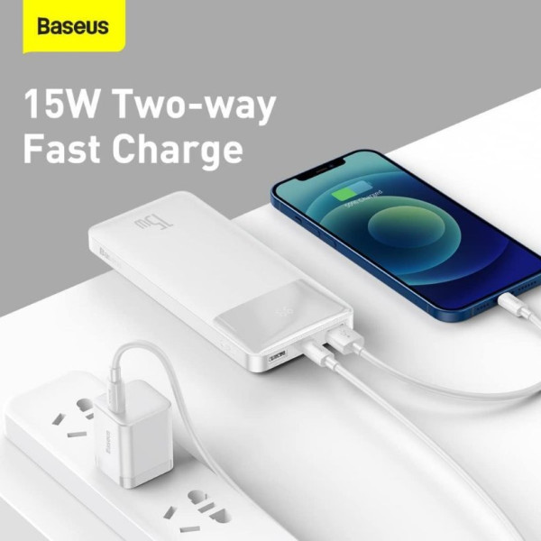 Baseus Bipow Pro Overseas Beyaz 10000 mAh Powerbank Baseus Bipow Pro Overseas Beyaz 10000 mAh Powerbank