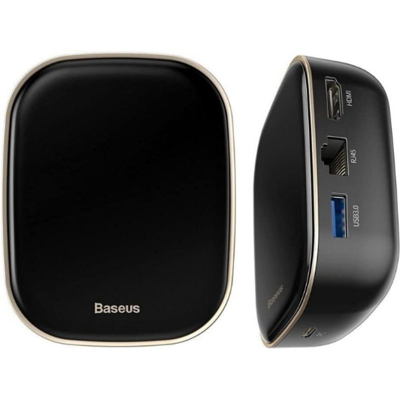 Baseus, Çok Fonksiyonlu Bilgisayar/Telefon Hub Adaptörü, Siyah, Giriş: USB Type C,Seyahat Boy Teşhir