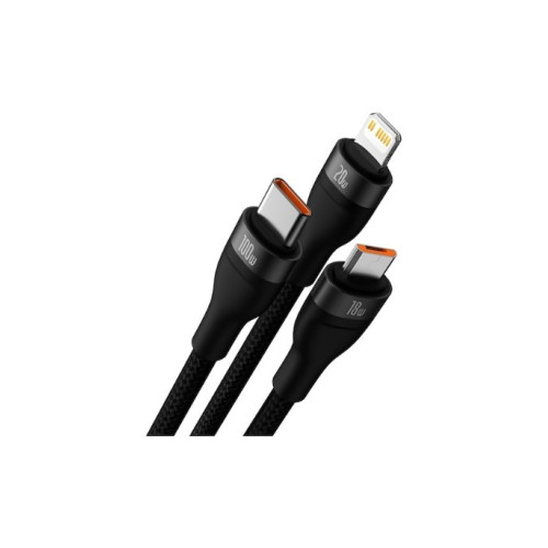 Baseus Flash II 100 W 1.2 m 3in1 Hızlı Şarj Kablosu Outlet