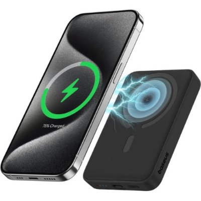 Baseus MgSafe Overseas Edition Siyah 6000 mAh Hızlı Şarj Kablosuz Powerbank Teşhir
