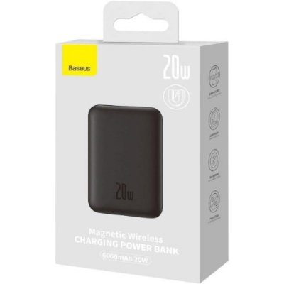 Baseus MgSafe Overseas Edition Siyah 6000 mAh Hızlı Şarj Kablosuz Powerbank Teşhir