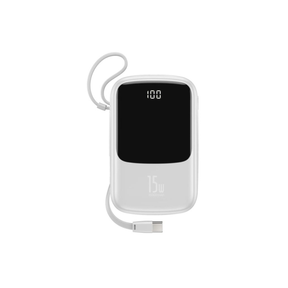 Baseus Qpow Lightning Kablolu Beyaz 10000 mAh Powerbank Teşhir
