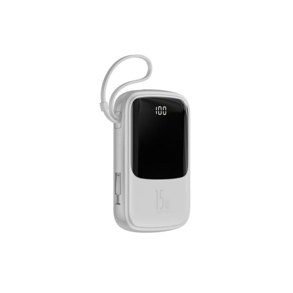 Baseus Qpow Lightning Kablolu Beyaz 10000 mAh Powerbank Teşhir