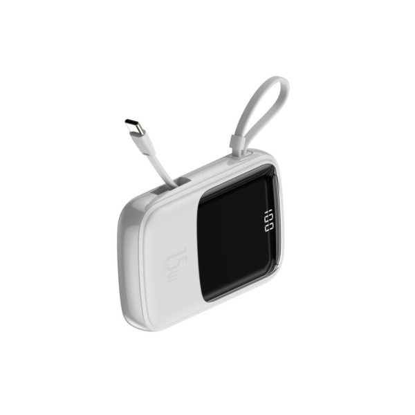 Baseus Qpow Lightning Kablolu Beyaz 10000 mAh Powerbank Teşhir