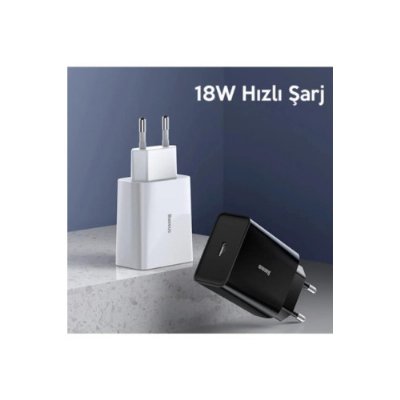 Baseus brkx Mini Quick Charger 18w Şarj Başlık Type-c Hızlı Şarj Adaptörü Beyaz gextr 968593 Teşhir
