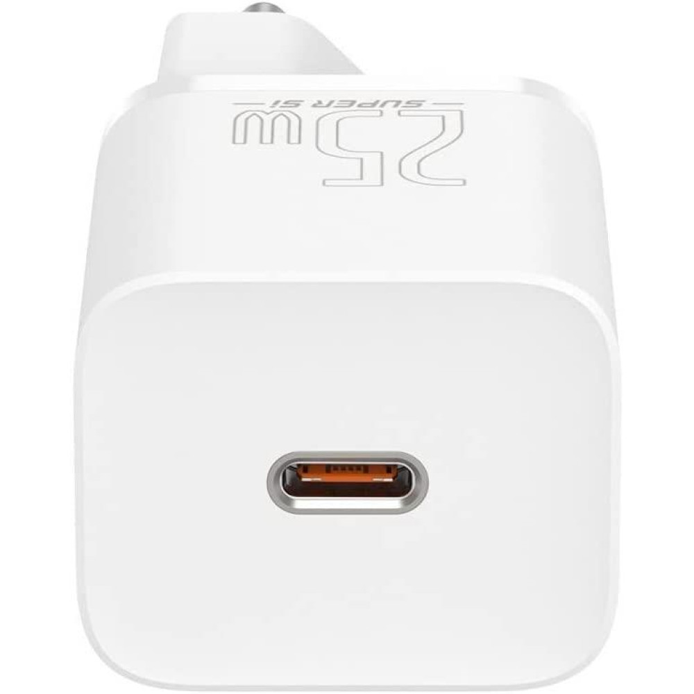 Baseus Super Si Power Delivery 25W USB-C & USB-C Kablo ve Hızlı Şarj Cihazı Seti, Beyaz