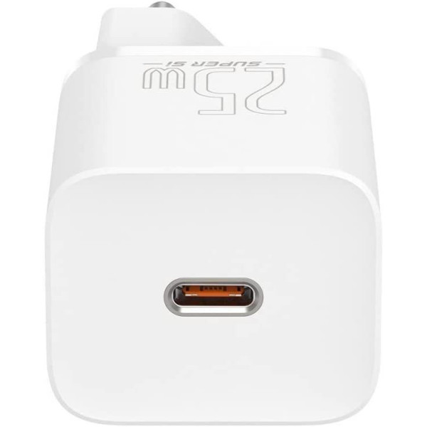 Baseus Super Si Power Delivery 25W USB-C & USB-C Kablo ve Hızlı Şarj Cihazı Seti, Beyaz