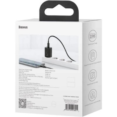 Baseus Super Si PD 25 W Siyah Type-C Kablolu Hızlı Şarj Aleti Teşhir