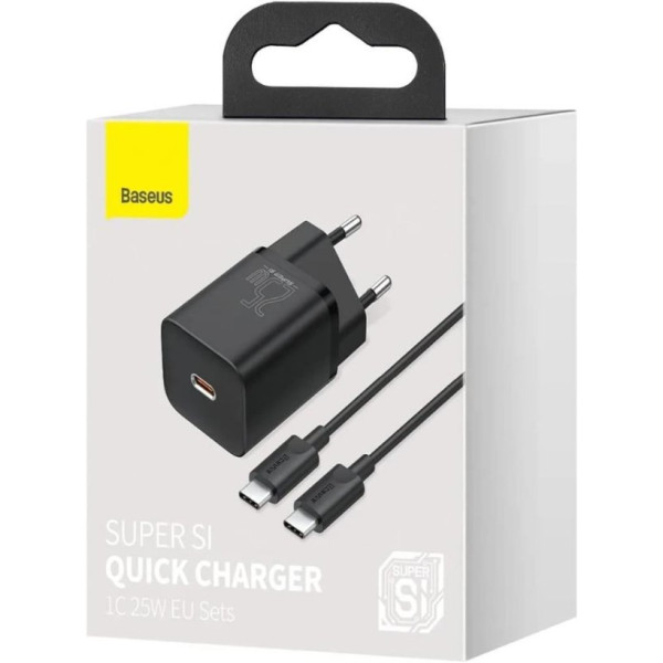 Baseus Super Si PD 25 W Siyah Type-C Kablolu Hızlı Şarj Aleti Teşhir