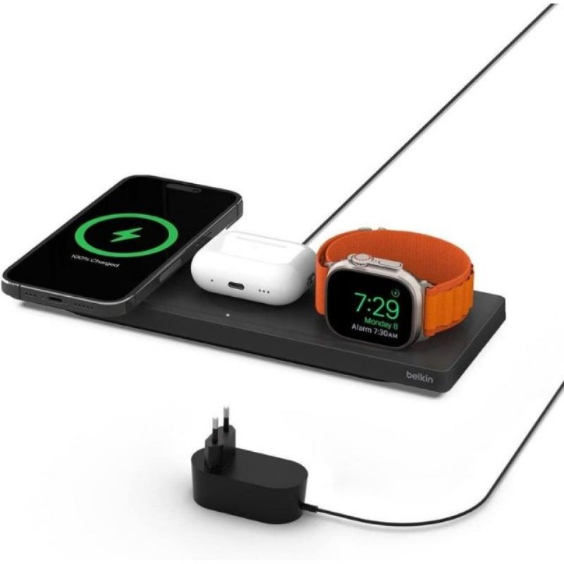 Belkin BC PRO Magsafe 3in1 Kablosuz Şarj Pedi (Apple Watch Series 7, 8, Ultra için Hızlı Şarj) - TESHİR
