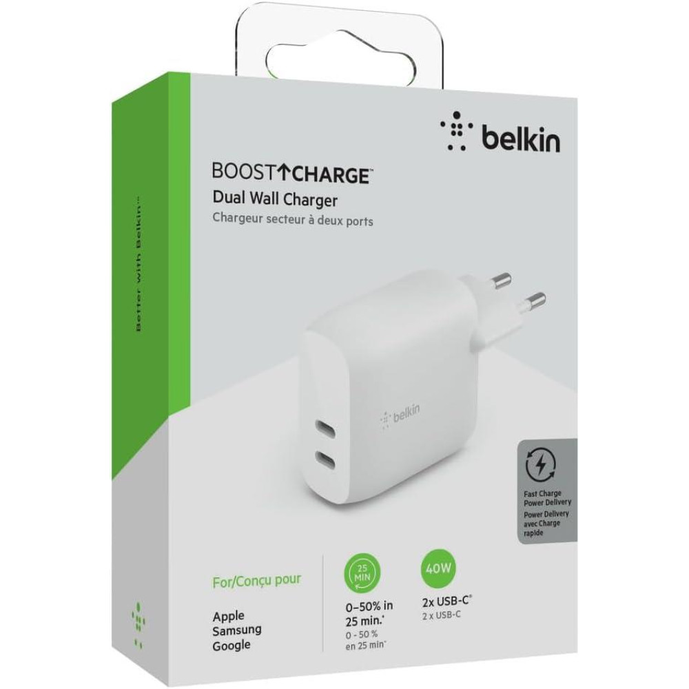 Belkin 40w Çift Girişli Usb-c Pd Hızlı Şarj Aleti Teşhir
