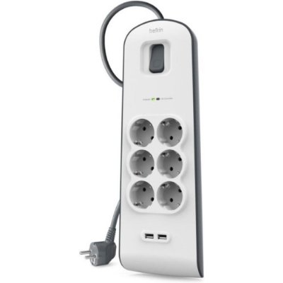 Belkin BSV604VF2M 650 Joule 2 USB'li 6'lı 2 m Akım Korumalı Priz Teşhir